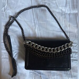 Zara Black Crossbody Bag with Dual Chain Detail